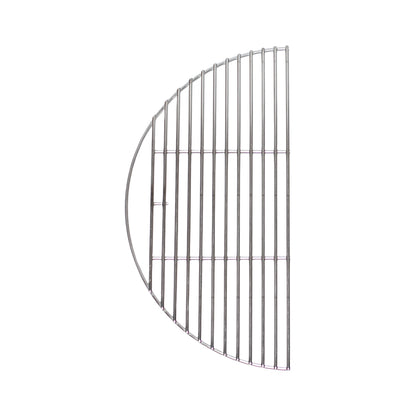 One heavy duty, half-moon, kamado joe classic cooking grate. Made in the USA from 0.225-inch diameter Stainless.