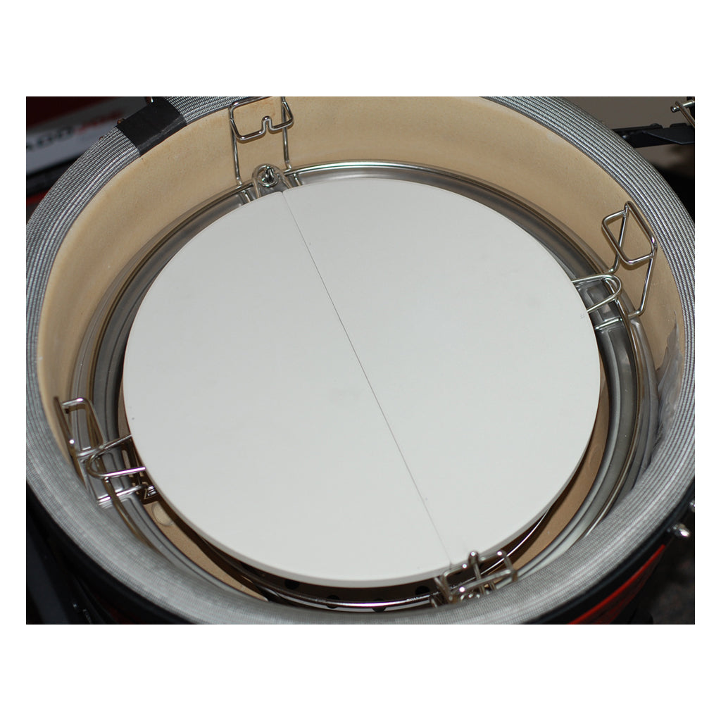 Kamado Joe Ceramic Heat Deflector Plates placed on the lower Divide & Conquer in a Kamado Joe Konnected Joe.