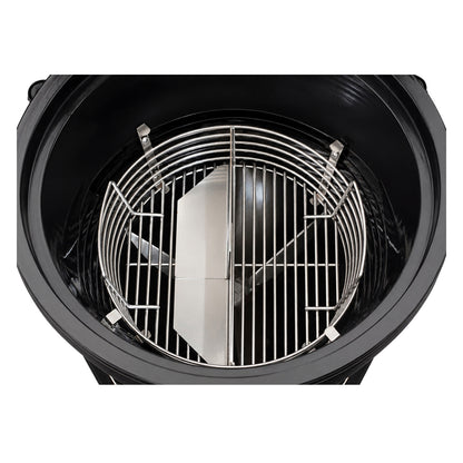 Kick Ash Basket with CGS Ang-L Charcoal Dividers partitioning the Weber Summit Kamado firebowl in half with charcoal and half no charcoal.