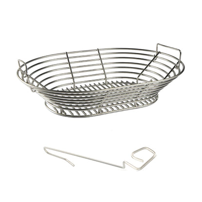 Side view Kick Ash Basket for Primo Oval Kamado with FREE CGS Lump Rake