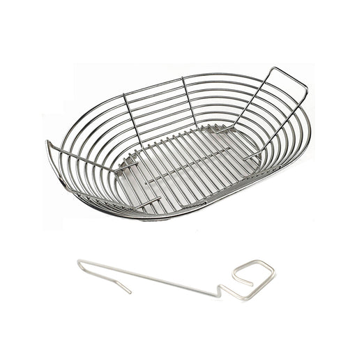 Kick Ash Basket and CGS Lump Rake for the Large Primo Oval Kamado grill.