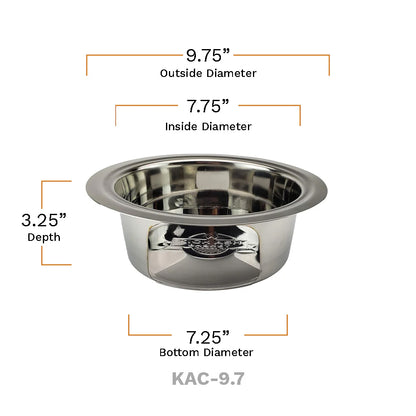 Diagram showing the Kick Ash Can measurements for the Pit Boss 24 and Louisiana Grills 24 firebowl.