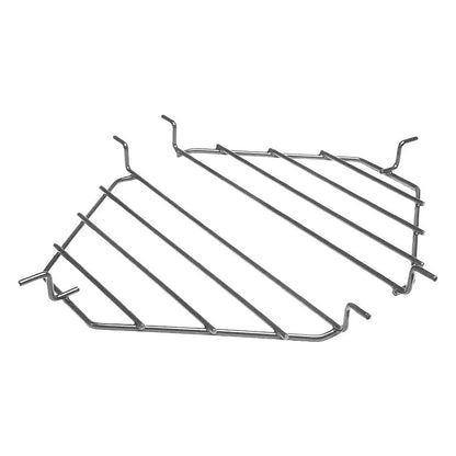 Side view of a pair of Primo XXL Oval Stainless Heat Deflector Racks, Sku PG00375. Sold as a pair. 