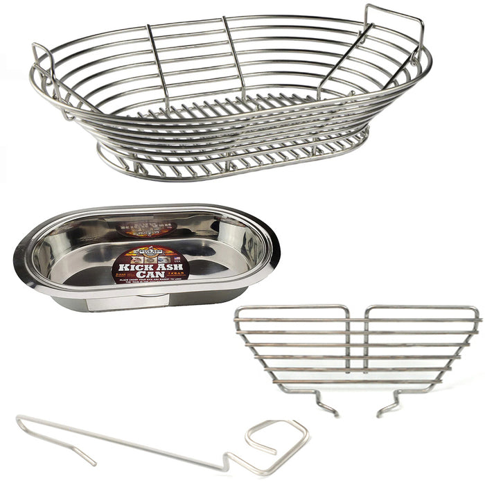 XL Oval Kick Ash Basket, Kick Ash Can, CGS Divider and Free CGS Lump Rake for the Primo XL Oval Kamado.