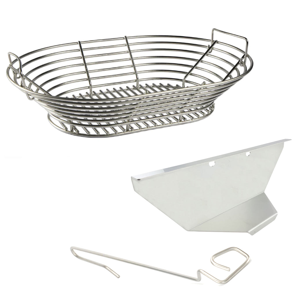 XL Oval Kick Ash Basket, Kick Ash Divider and Free CGS Lump Rake for the Primo XL Oval Kamado.