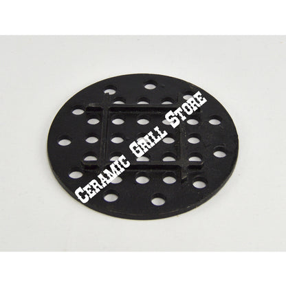 Top down view of the Primo Kamado Round cast iron charcoal lump grate.