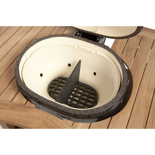 Primo Grill firebox divider set-up in 400 XL Oval Grill
