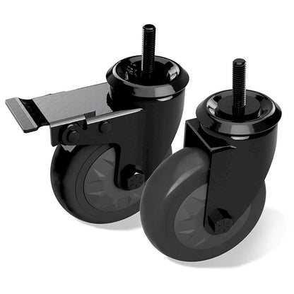 Big Green Egg caster wheel kit with one locking and one non-locking 4" wheels.