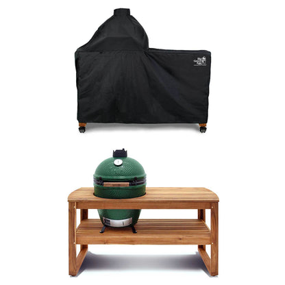 Big Green EGG Cover E for Large Big Green EGG in an Acacia Table