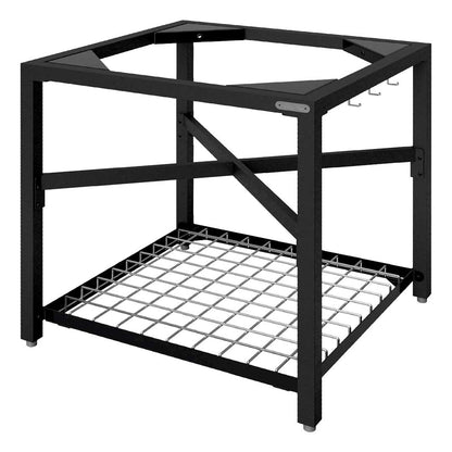 Front angle view of the XL Big Green EGG corner modular nest frame.