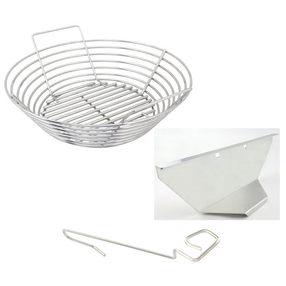 kick ash's classic kamado joe basket and divider with ceramic grill store's lump rake