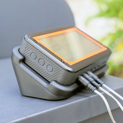 Angled side/front view showing how the magnetic base holds the Drive 2 Controller.