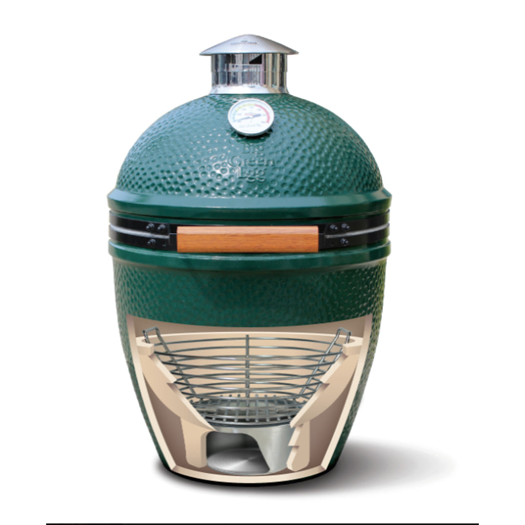 cut away of kick ash basket and can in large big green egg