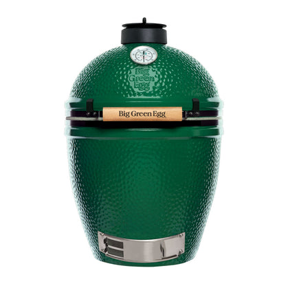 Front view Large Big Green EGG ceramic. Large EGG is Big Green EGG's most popular kamado grill.