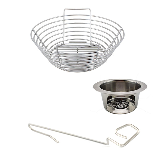 kick ash medium big green egg package with medium kick ash basket, can and ceramic grill store's lump rake