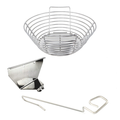 kick ash medium big green egg package with kick ash basket, divider and ceramic grill store's lump rake