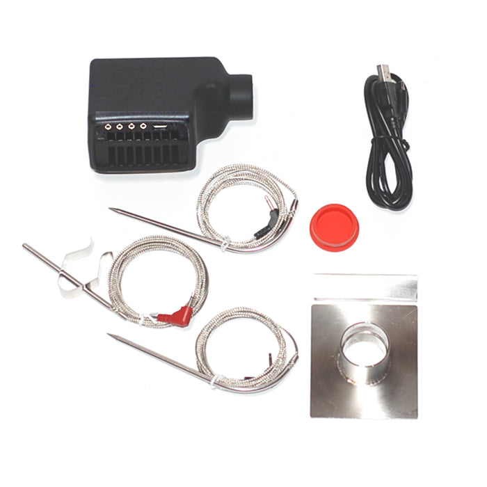 primo plus grill controller package contents: Electronic controller, 3 probes, adapter plate, electrical cord