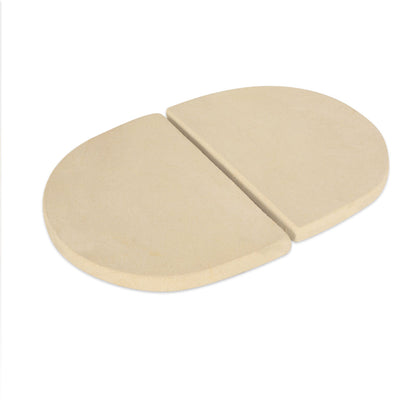 Pair of Primo Grills oval ceramic heat deflector plates, used to create indirect setup in the Primo Oval ceramic grills.