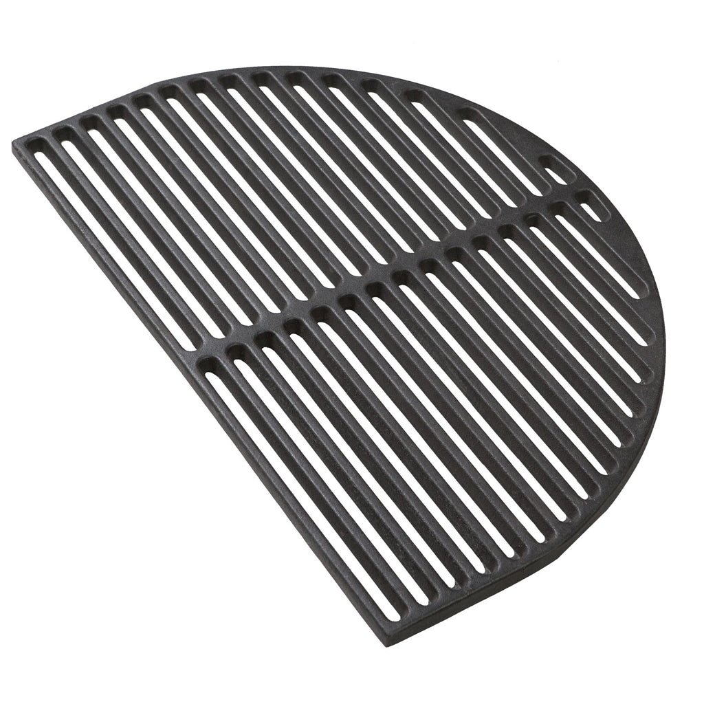 Cast Iron searing grate for the Primo Oval kamado grills. D Shape with fat and thin edge sides. One grate per box.