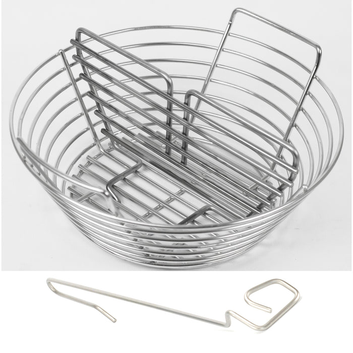 kich ash basket with ceramic grill store's basket divider and lump rake for primo's round kamado