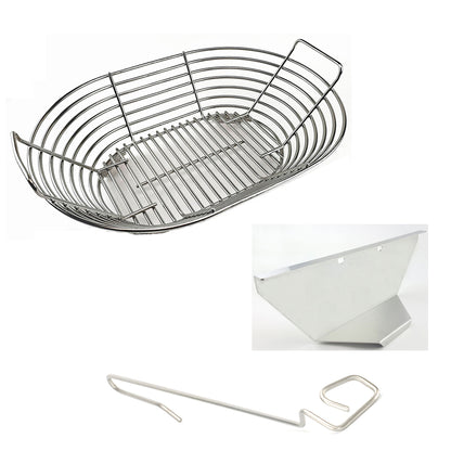 Kick Ash Basket, Kick Ash Divider and CGS Lump Rake for the Large Primo Oval Kamado Grill.