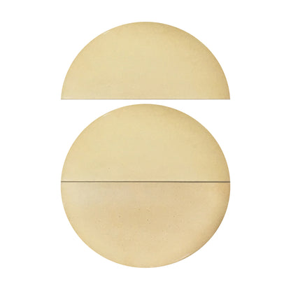 available options, 18" half moon ceramic stones for XL big green egg. big kamado grills. Use as a pair or as a single. 