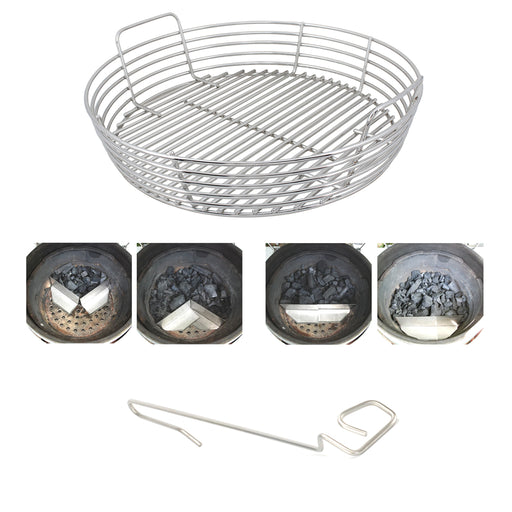 kick ash xl big green egg package with kick ash basket and ceramic grill store ang-l brackets and lump rake